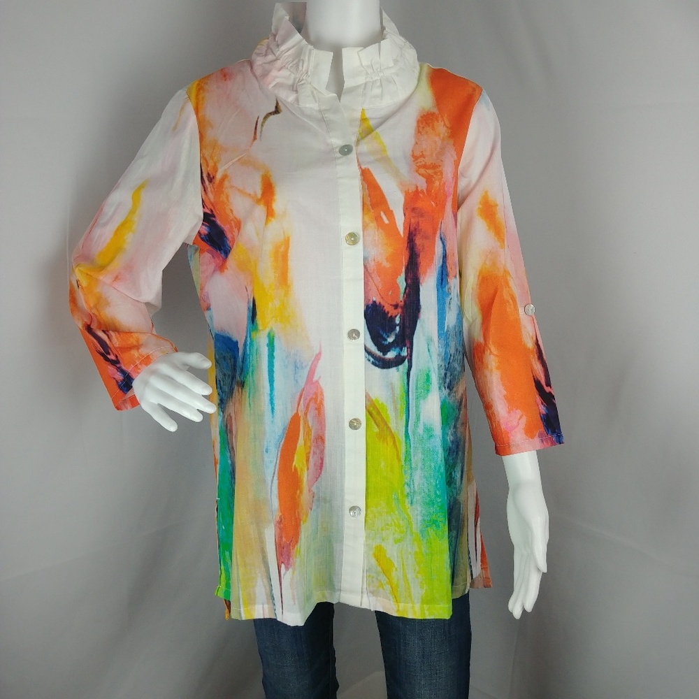 Soft Surroundings Multicolor Button Down Shirt - image 1